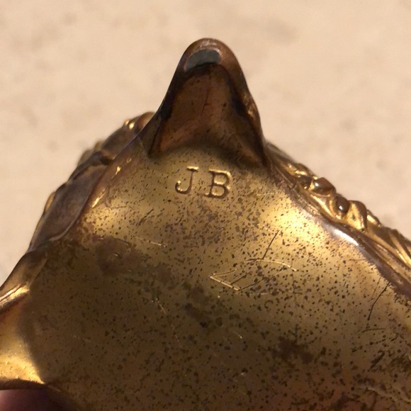 Art Nouveau Vintage Jennings Bros Signed JB 331 Gold Gilded Trinket Jewelry Box - Picture 9 of 10